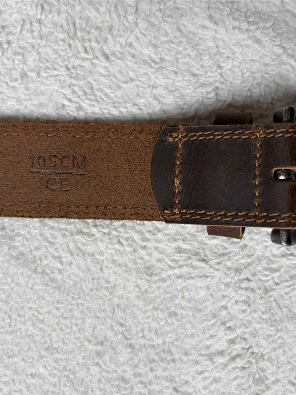 Chaoren Men's Brown Leather Belt with Metal Buckle Size 105 cm or 28 to 34